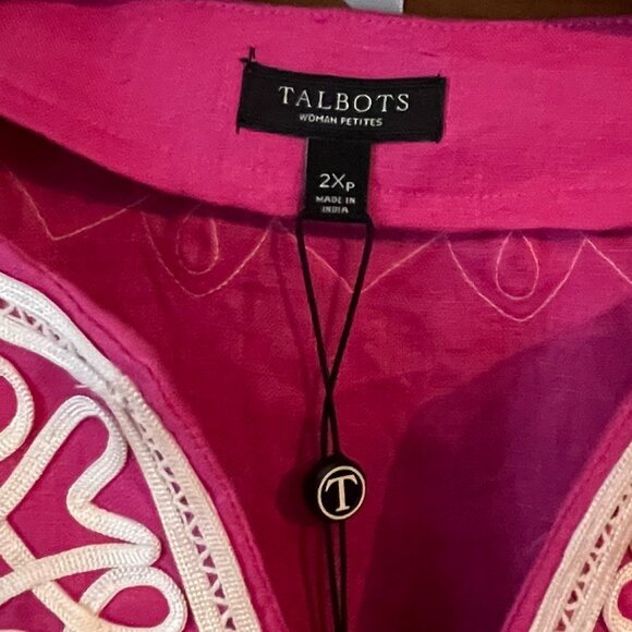 NWT Talbot's Woman Petites Embroidered Linen Top 2Xp - Picture 2 of 3